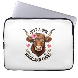 Just A Girl Who Loves Highland Cows Vintage Floral Laptop Sleeve