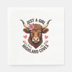 Just A Girl Who Loves Highland Cows Vintage Floral Napkin