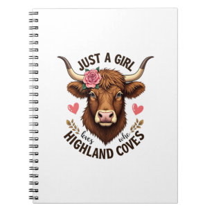 Just A Girl Who Loves Highland Cows Vintage Floral Notebook
