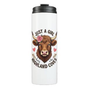 Just A Girl Who Loves Highland Cows Vintage Floral Thermal Tumbler