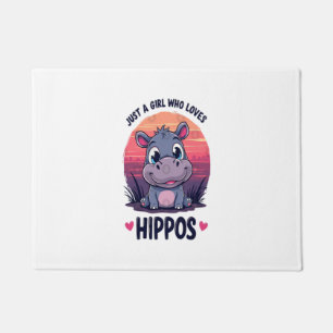 Just a Girl Who Loves Hippos - Cute Baby Hippo Moo Doormat