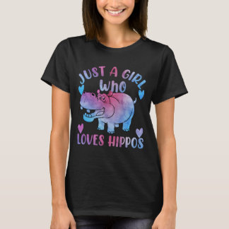 Just a Girl Who Loves Hippos Hippopotamus Lover T-Shirt