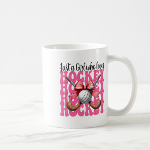 Just A Girl Who Loves Hockey Coquette Bow Coffee Mug
