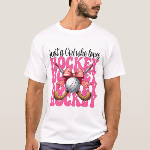 Just A Girl Who Loves Hockey Coquette Bow T-Shirt