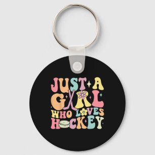 Just A Girl Who Loves Hockey Groovy Hockey Girl (1 Key Ring
