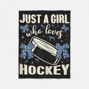 Just A Girl Who Loves Hockey Leopard Print Kids Gi Fleece Blanket