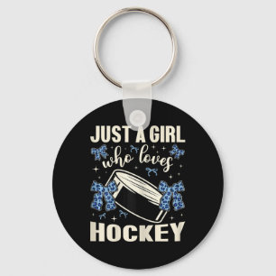 Just A Girl Who Loves Hockey Leopard Print Kids Gi Key Ring
