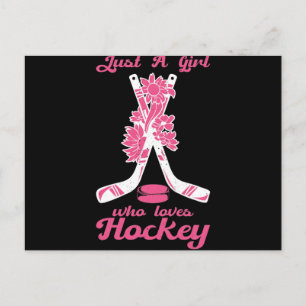 Just A Girl Who Loves Hockey Stick Puck Sport Postcard