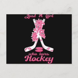 Just A Girl Who Loves Hockey Stick Puck Sport Postcard