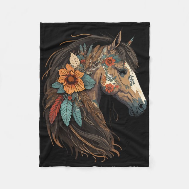 Just A Girl Who Loves Horses Co. Equestrian Horse  Fleece Blanket (Front)