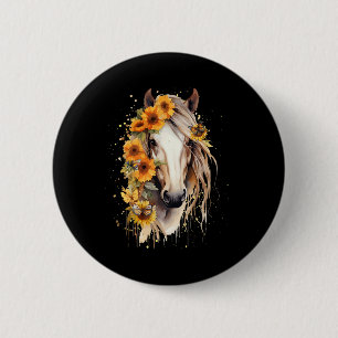 Just A Girl Who Loves Horses Co. Sunflower Horse P 6 Cm Round Badge