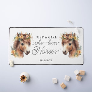 Just A Girl Who Loves Horses Cute Pony Equestrian Desk Mat