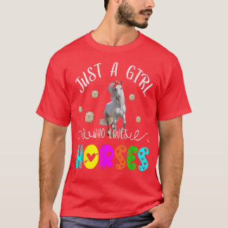 Just A Girl Who Loves Horses Floral Horse Bow Tie  T-Shirt