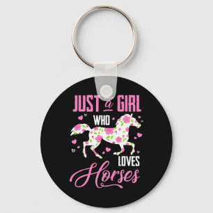 Just A Girl Who Loves Horses Floral Horse Equestri Key Ring