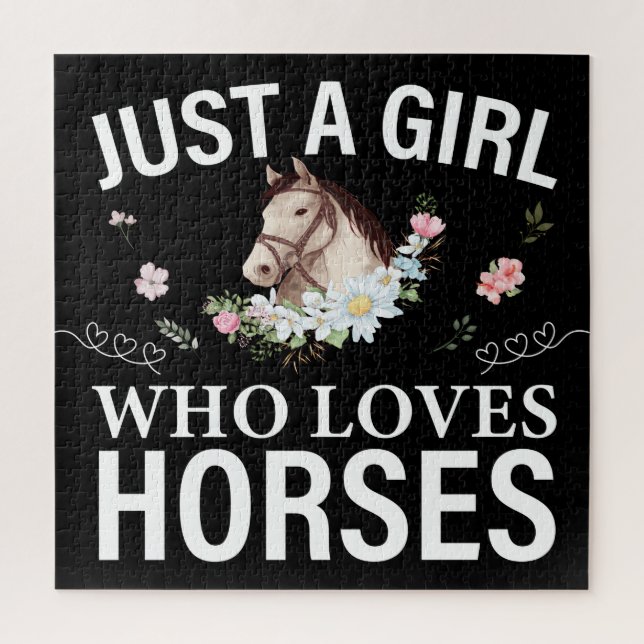 Just A Girl Who Loves Horses Floral    Jigsaw Puzzle (Vertical)