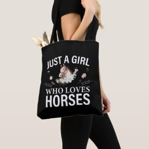 Just A Girl Who Loves Horses Floral   Tote Bag