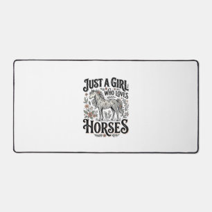 Just a Girl Who Loves Horses Floral Vintage Design Desk Mat