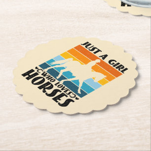 Just a Girl Who Loves Horses Funny Horse Owner  Paper Coaster