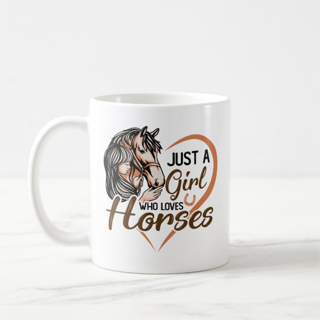 Just a Girl Who Loves Horses Heart Horse Coffee Mug (Left)
