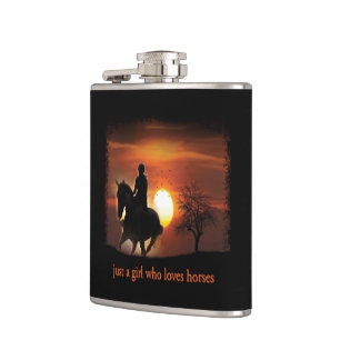 just a girl who loves horses hip flask