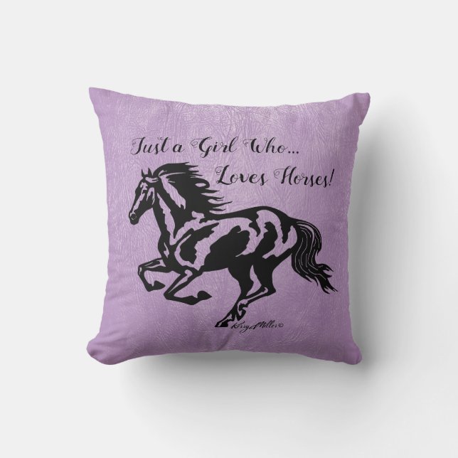 Just a Girl Who Loves Horses, Horse Throw Pillow (Front)
