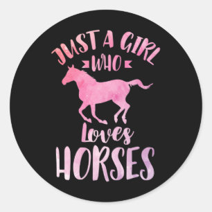Just A Girl Who Loves Horses Horseback Riding  Classic Round Sticker