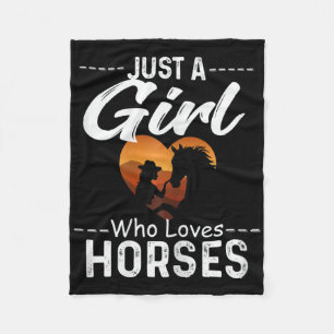 Just A Girl Who Loves Horses Horseback Riding Cute Fleece Blanket