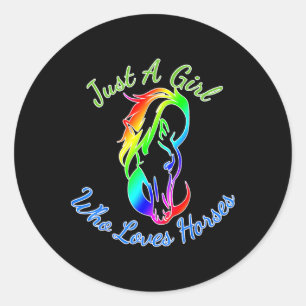 Just A Girl Who Loves Horses Horseback Riding Gift Classic Round Sticker