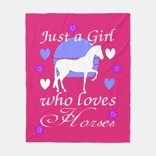Just A Girl Who Loves Horses in Purple and Pink  Fleece Blanket (Front)