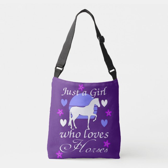 Just A Girl Who Loves Horses in Purple   Crossbody Bag (Front)