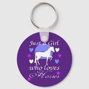 Just A Girl Who Loves Horses in Purple   Key Ring
