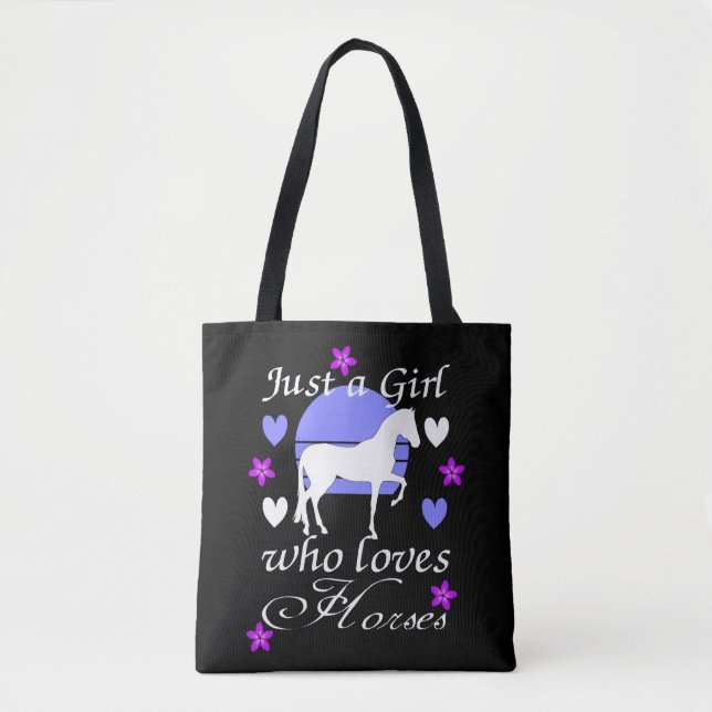 Just A Girl Who Loves Horses in Purple  Tote Bag (Front)
