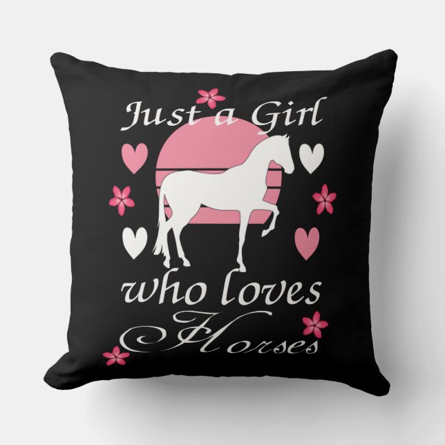 Just A Girl Who Loves Horses in Rose Pink   Cushion (Front)