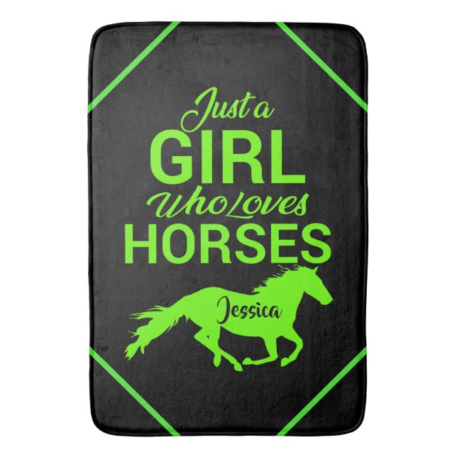 Just A Girl Who Loves Horses Personalised  Bath Mat (Front Vertical)