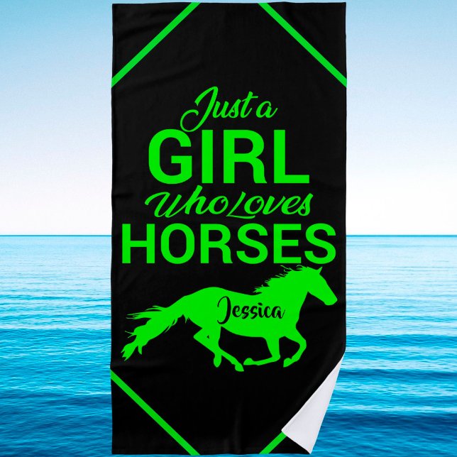 Just A Girl Who Loves Horses Personalised    Beach Towel (Creator Uploaded)