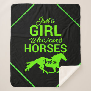 Just A Girl Who Loves Horses Personalised  Sherpa Blanket