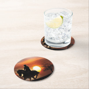 just a girl who loves horses round paper coaster