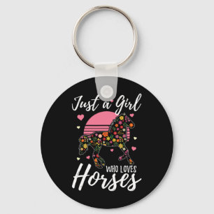 Just A Girl Who Loves Horses Shirt Women Horseback Key Ring