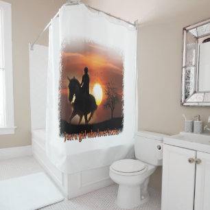 just a girl who loves horses shower curtain