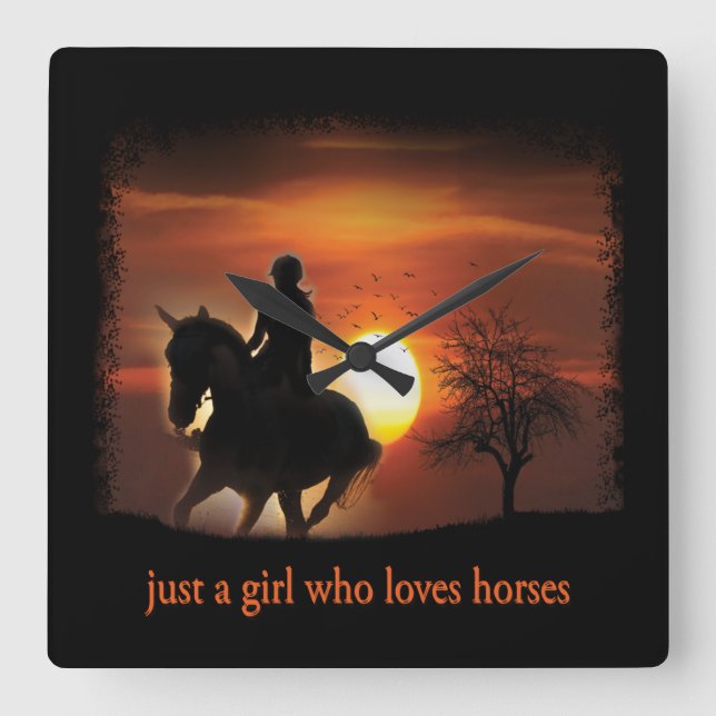 just a girl who loves horses square wall clock (Front)
