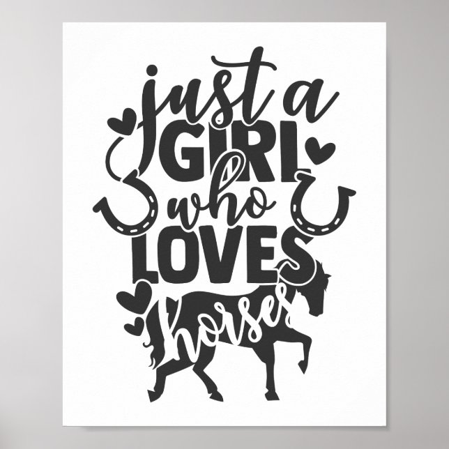 Just a Girl Who Loves Horses Typography Poster (Front)