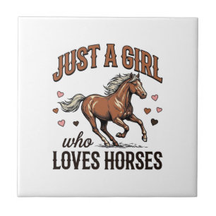 Just A Girl Who Loves Horses Vintage Horse Shirt_1 Ceramic Tile