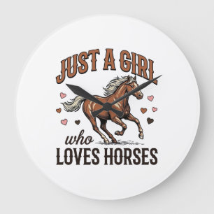 Just A Girl Who Loves Horses Vintage Horse Shirt_1 Large Clock