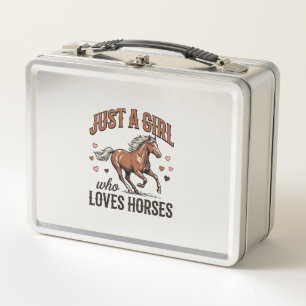 Just A Girl Who Loves Horses Vintage Horse Shirt_1 Metal Lunch Box