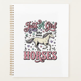 Just A Girl Who Loves Horses Vintage Vector Design Planner