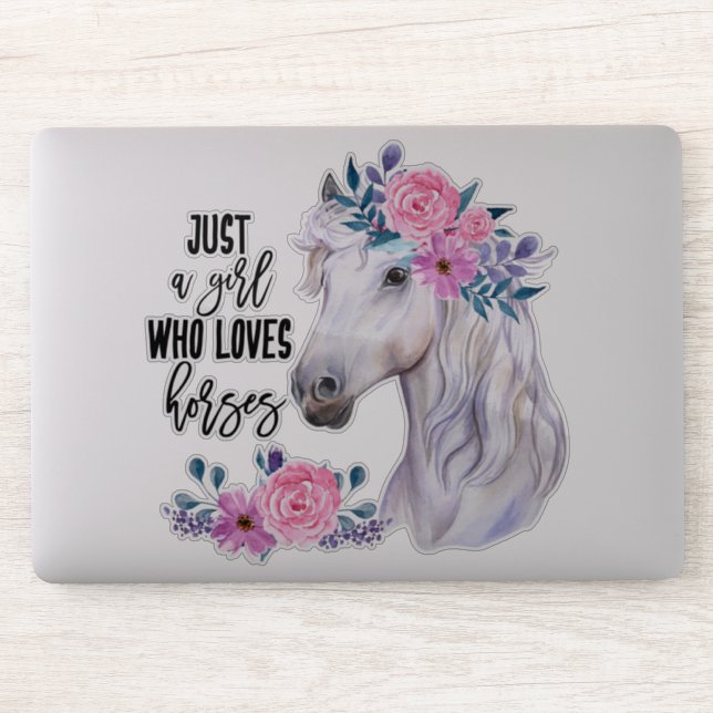 Just a Girl who loves Horses - Vinyl Sticker (Computer)
