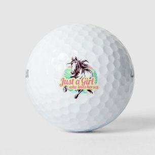 Just A Girl Who Loves Horses Watercolor Vintage Golf Balls