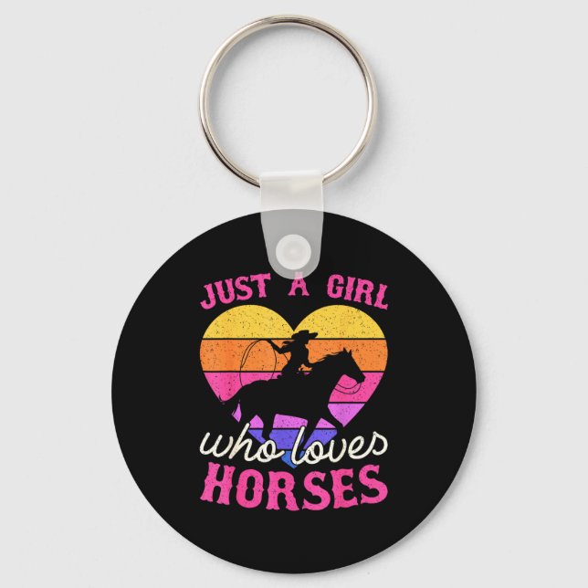 Just A Girl Who Loves Horses Women Cowgirl Animal  Key Ring (Front)