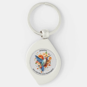 Just A Girl Who Loves Hummingbird Personalise Name Key Ring