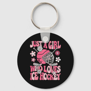 Just A Girl Who Loves Ice Hockey Cute Ice Hockey P Key Ring